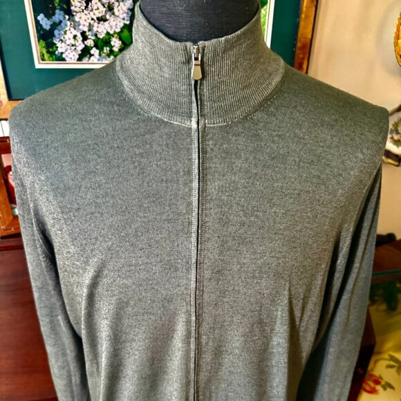 Gran Sasso of Italy NWT FULL Zip Cardigan Sweater Size 50 Green 100% Wool $280RT - Picture 2 of 13